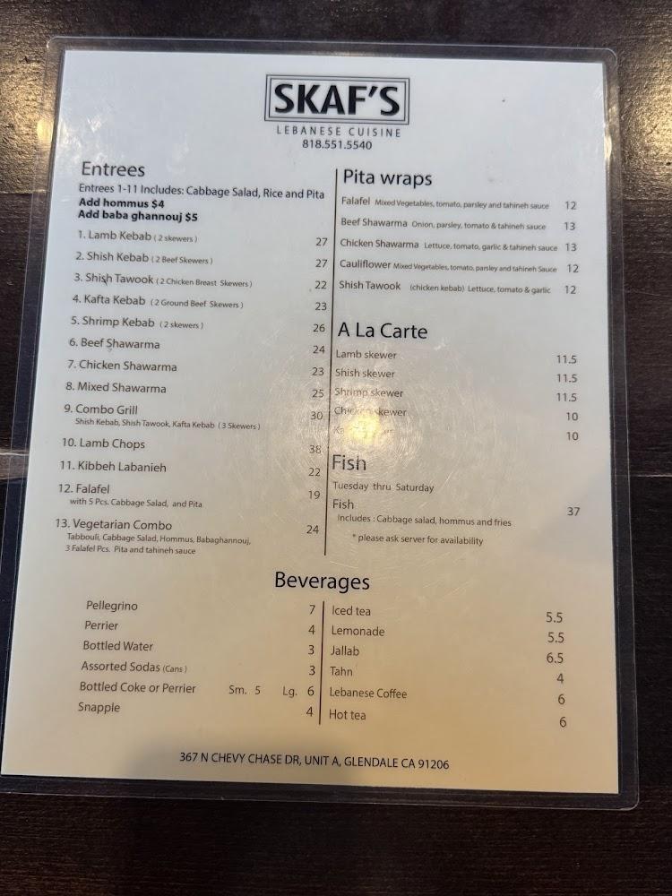 Skaf's Lebanese Cuisine Menu image 3